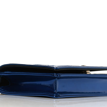 Christian Dior Metallic Patent Micro-Cannage Diorama Wallet on Chain Pouch Mirror Blue 8 of 9