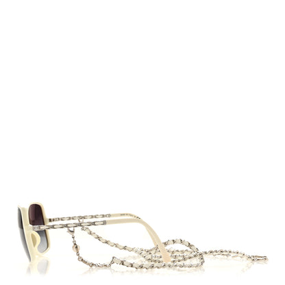 Chanel Acetate Metal Lambskin Square Chain Sunglasses 5210-Q-A White 3 of 8