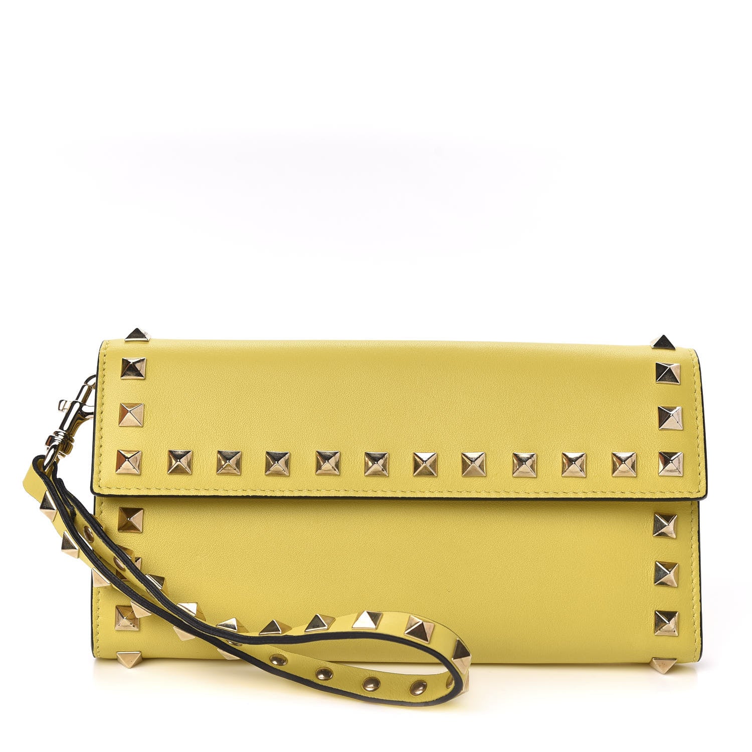 Valentino Garavani Calfskin Rockstud Wristlet Wallet Naples Yellow 1 of 13