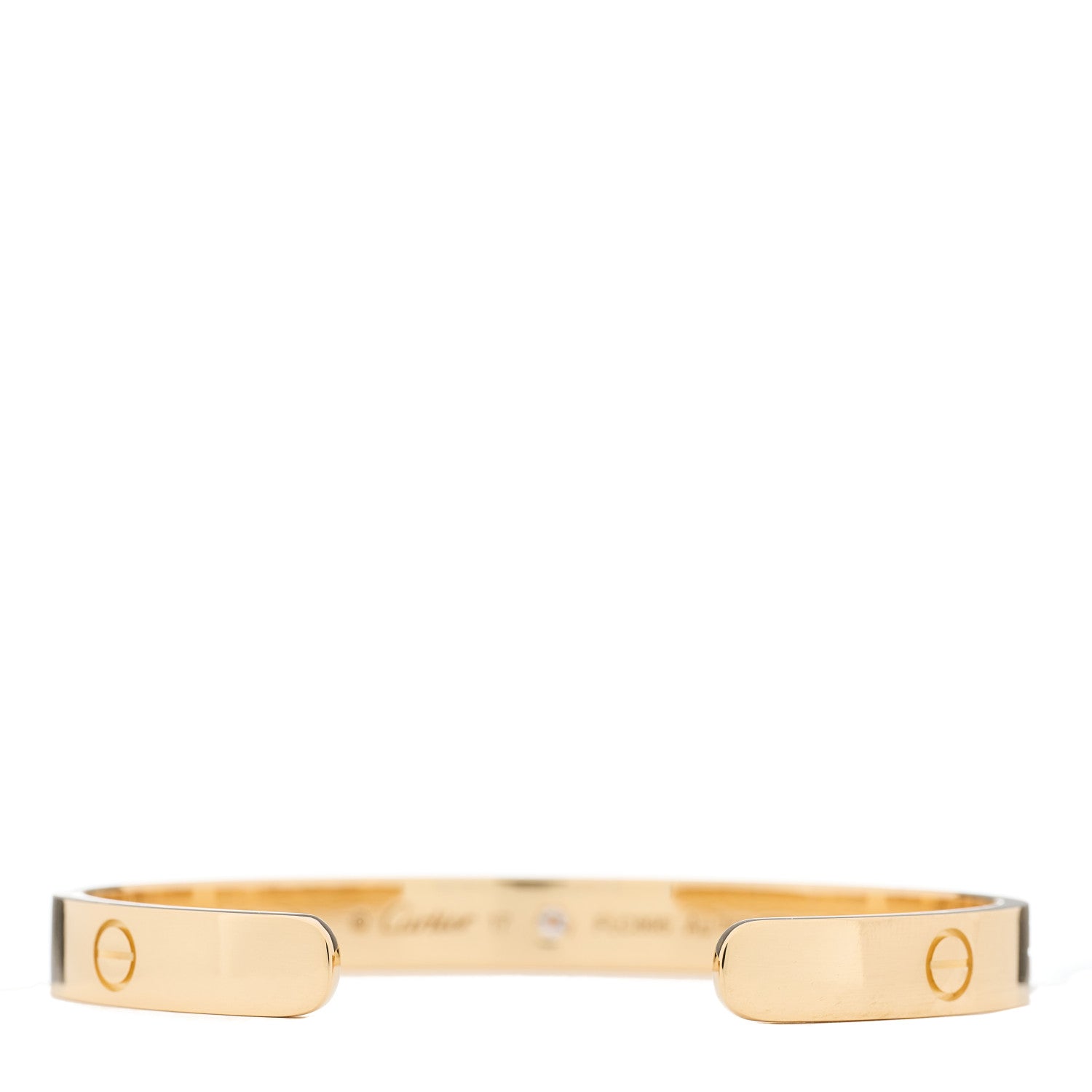 Cartier 18K Yellow Gold 1 Diamond LOVE Cuff Bracelet 17 2 of 3