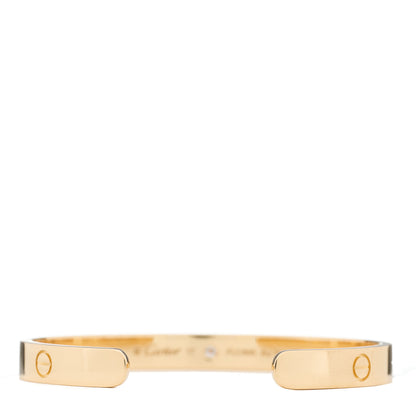 Cartier 18K Yellow Gold 1 Diamond LOVE Cuff Bracelet 17 2 of 3