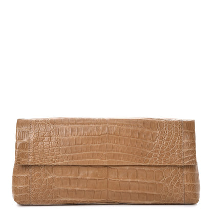 Nancy Gonzalez Crocodile Flap Clutch Beige 1 of 7