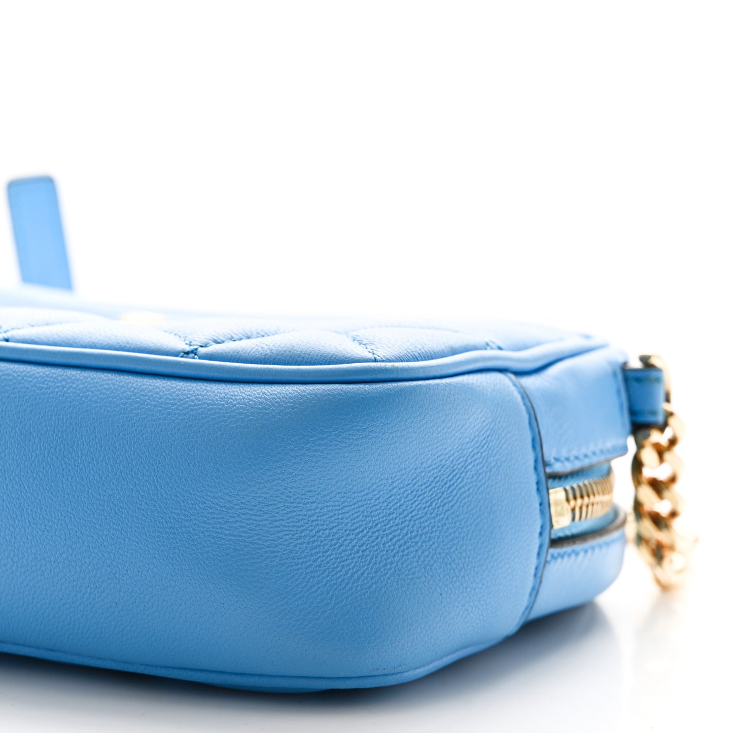 Nappa Quilted Medusa Camera Bag Blue