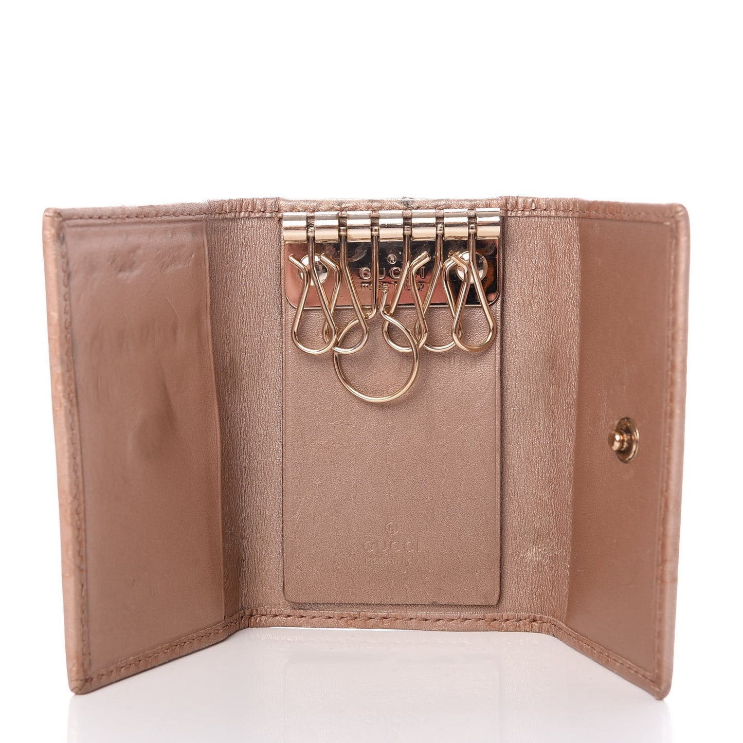 Metallic Guccissima Lovely Heart 6 Key Holder Case Mauve