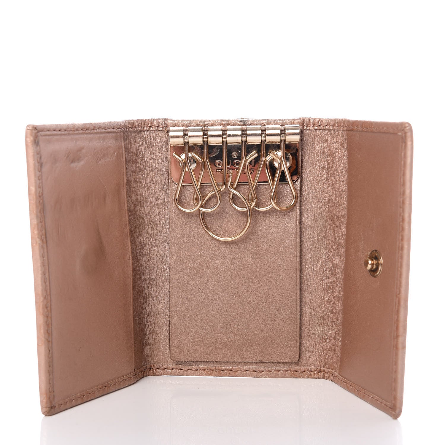 Gucci Metallic Guccissima Lovely Heart 6 Key Holder Case Mauve 5 of 6