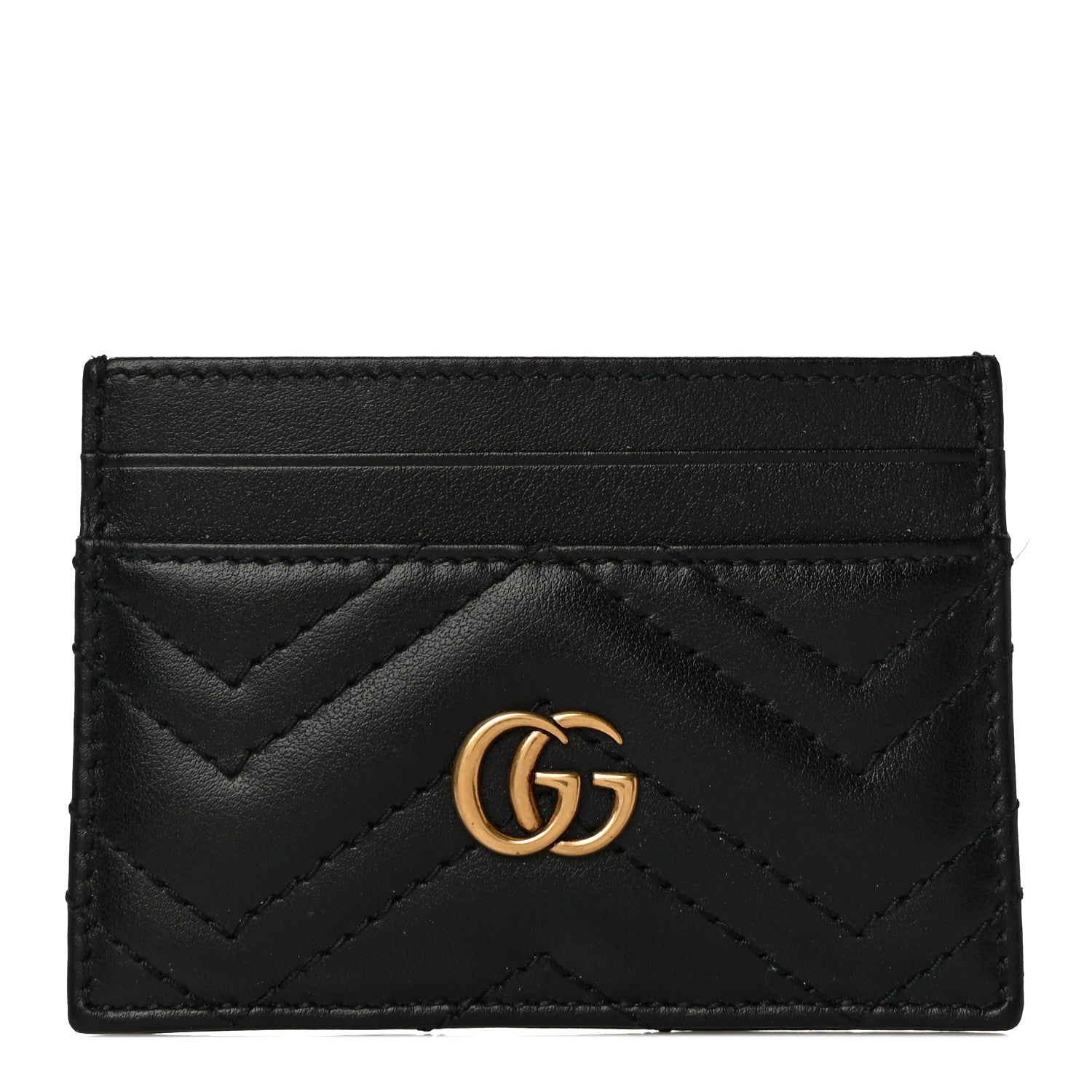 Gucci Calfskin Matelasse GG Marmont Card Holder Black 1 of 10