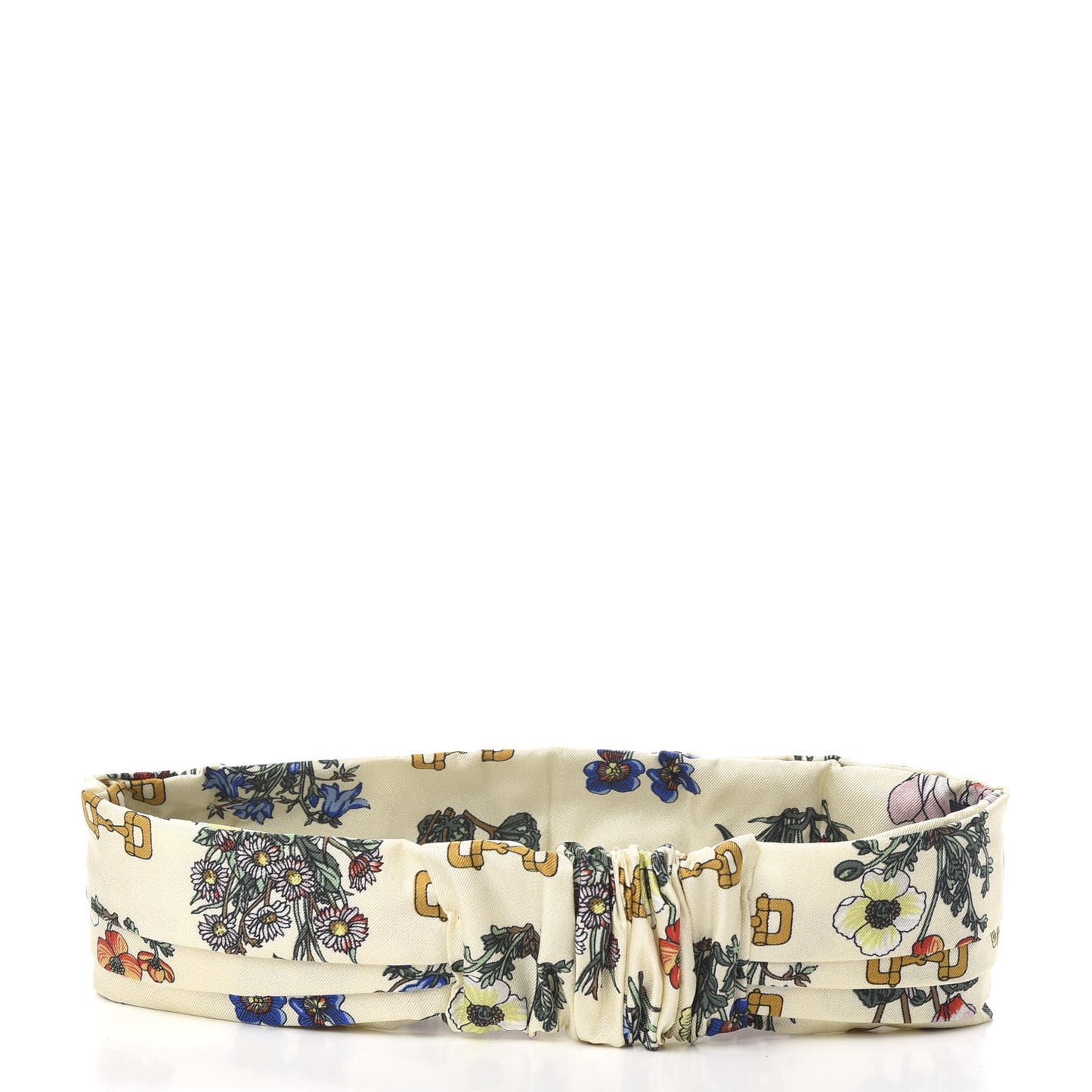 Silk Floral Stirrup Print Headband Natural