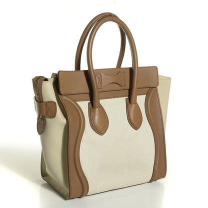 Celine Smooth Calfskin Shrunken Lambskin Micro Tri-Color Luggage Chalk 3 of 8