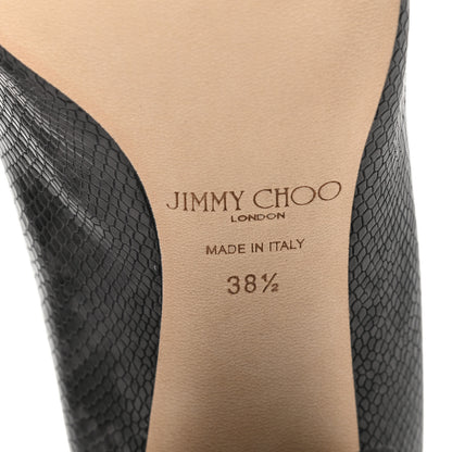 Jimmy Choo Calfskin Snakeskin Embossed Dianne Pump 38.5 Black 6 of 9