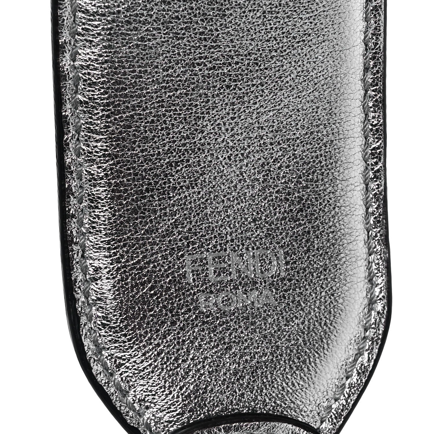 Fendi Vitello Catalan Mirror FF 1974 Embossed Strap You Argento 3 of 5