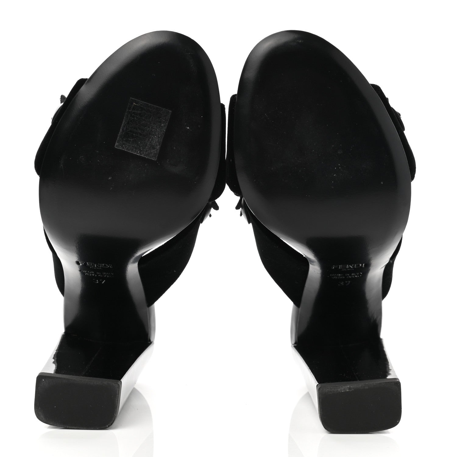 Fendi Patent Velvet Flowerland Studded Elsa Sandals 37 Black 6 of 8