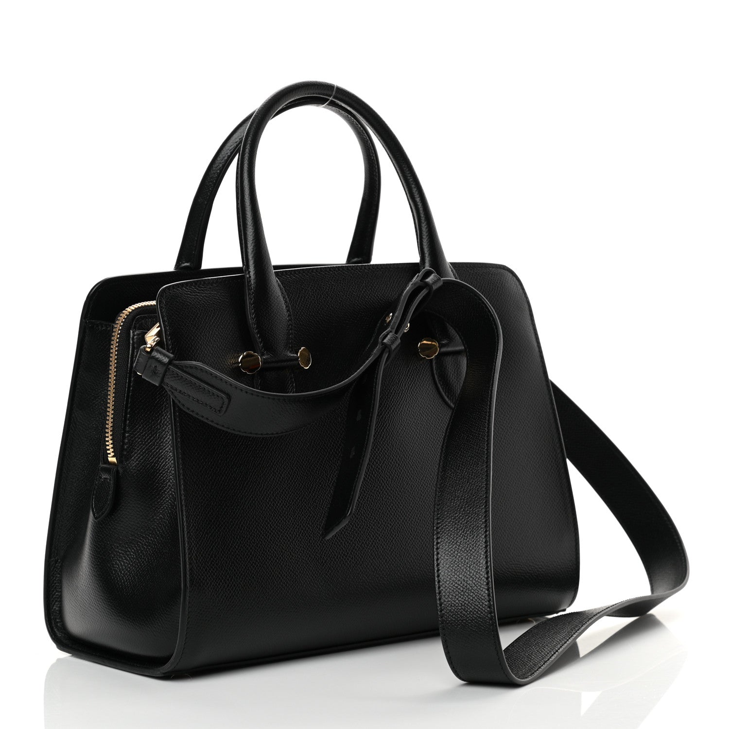 Salvatore Ferragamo Hammered Calfskin Today Satchel Black 2 of 10