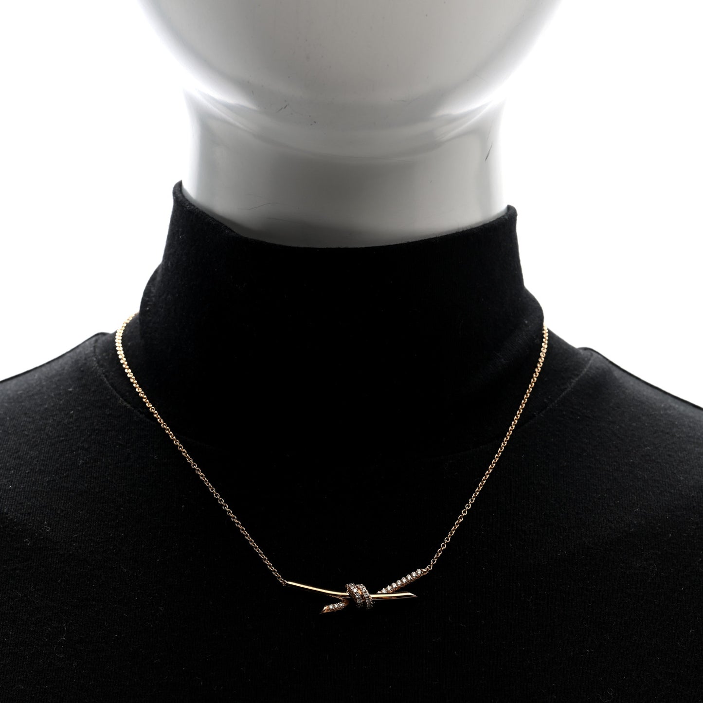 18K Rose Gold Diamond Knot Necklace