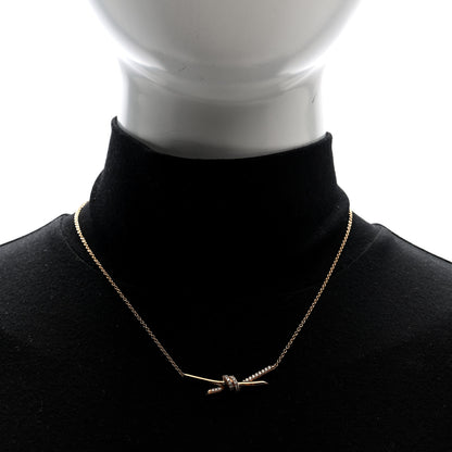 Tiffany 18K Rose Gold Diamond Knot Necklace 2 of 6