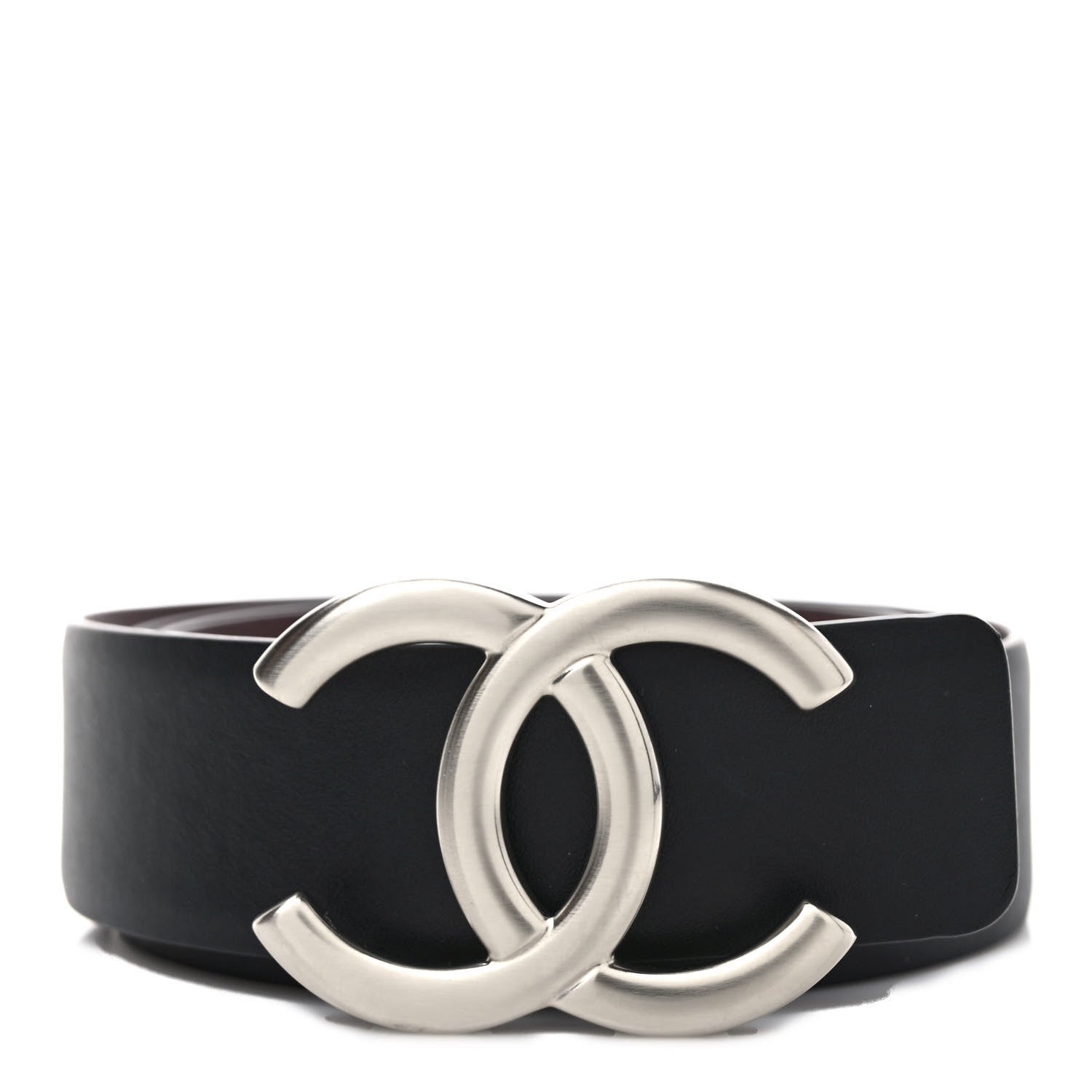 Chanel Calfskin CC Reversible Belt 75 30 Black Burgundy 1 of 4