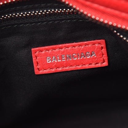 Balenciaga Agneau Classic Silver Hardware Mini City Logo Strap Rouge Cardinal Black 6 of 9