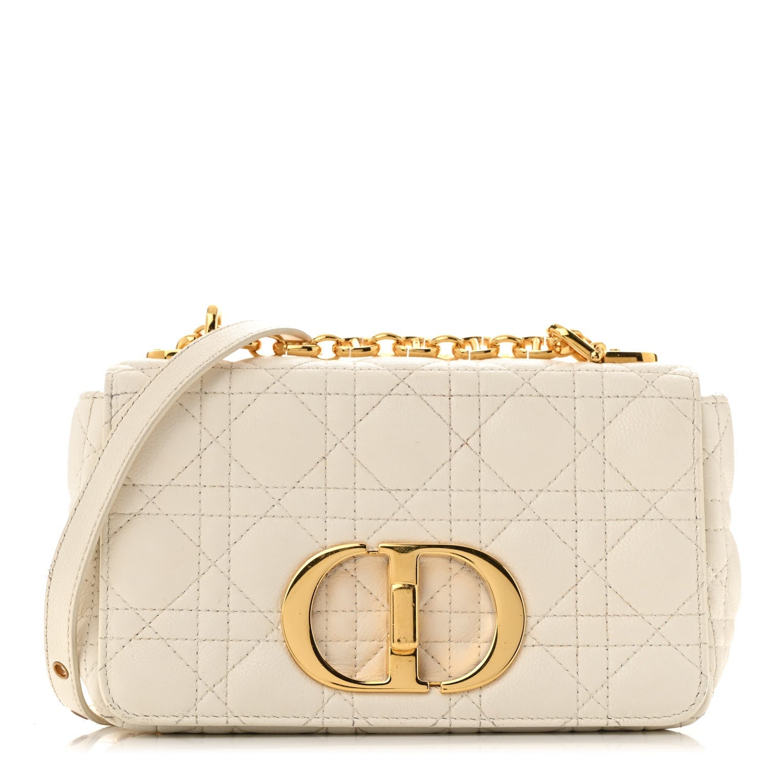 Christian Dior Calfskin Cannage Small Caro Bag Ivory 1 of 14