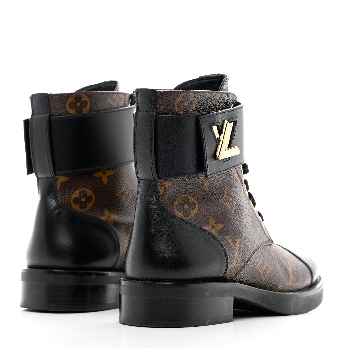 Monogram Calfskin Wonderland Flat Ranger Boots 35.5 Black
