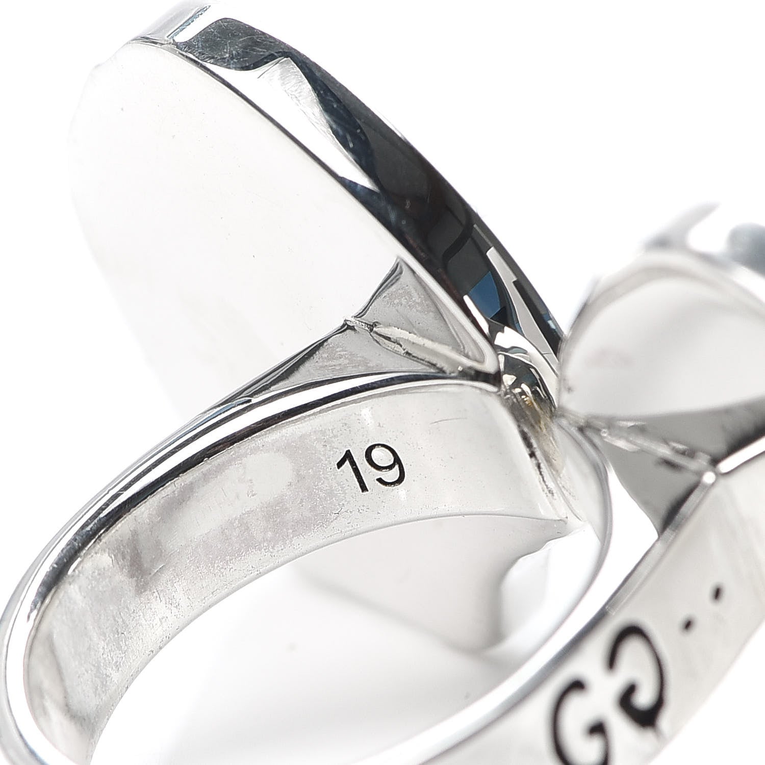 Gucci Sterling Silver Enamel GucciGhost Hamlet Skull Double Ring Black Red 59 8.75 5 of 7