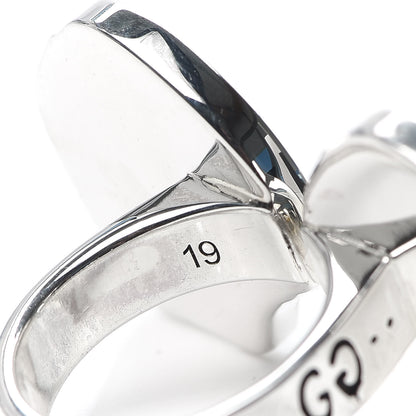Gucci Sterling Silver Enamel GucciGhost Hamlet Skull Double Ring Black Red 59 8.75 5 of 7