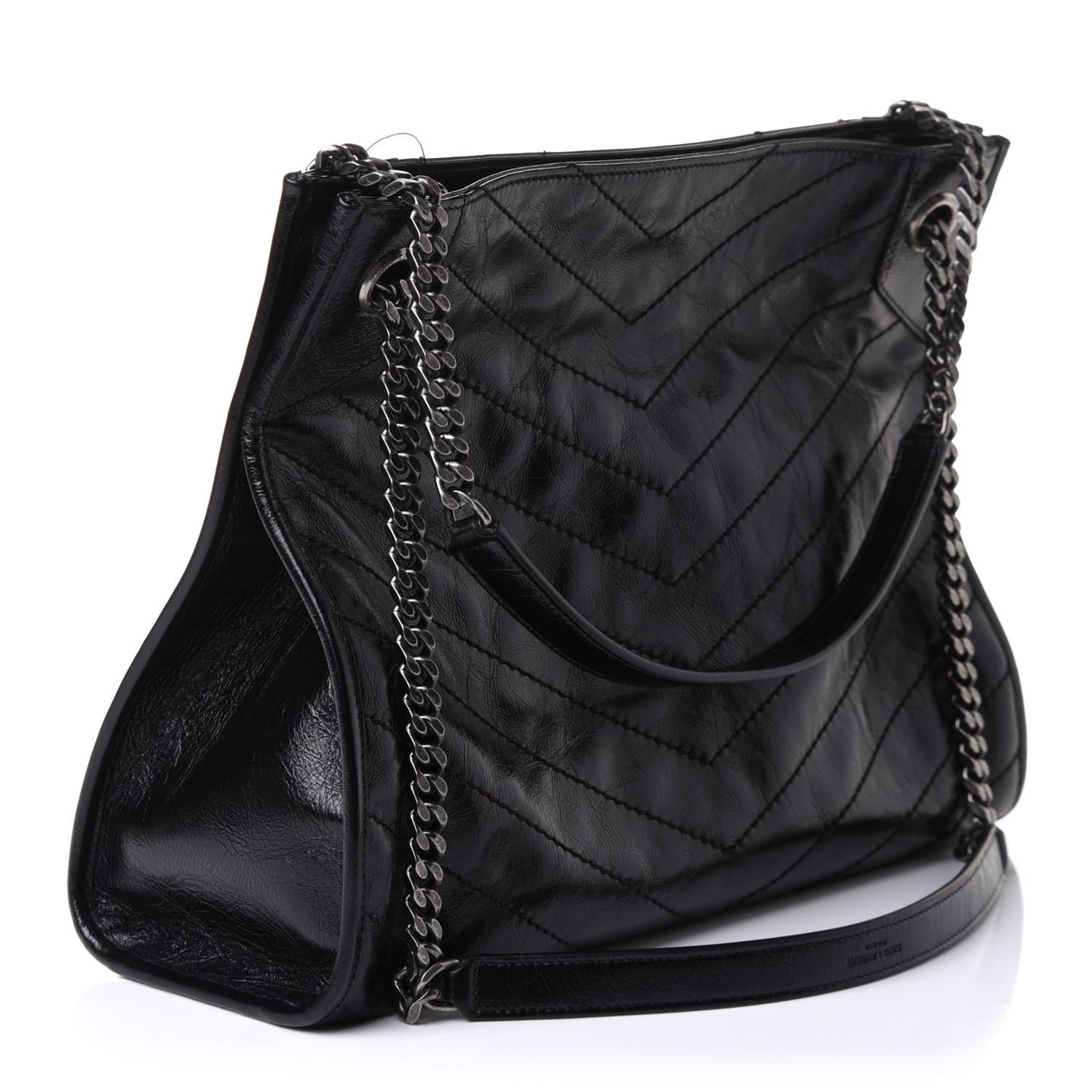 Crinkled Calfskin Matelasse Monogram Niki Shoulder Bag Black