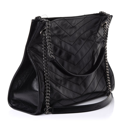 Saint Laurent Crinkled Calfskin Matelasse Monogram Niki Shoulder Bag Black 3 of 10