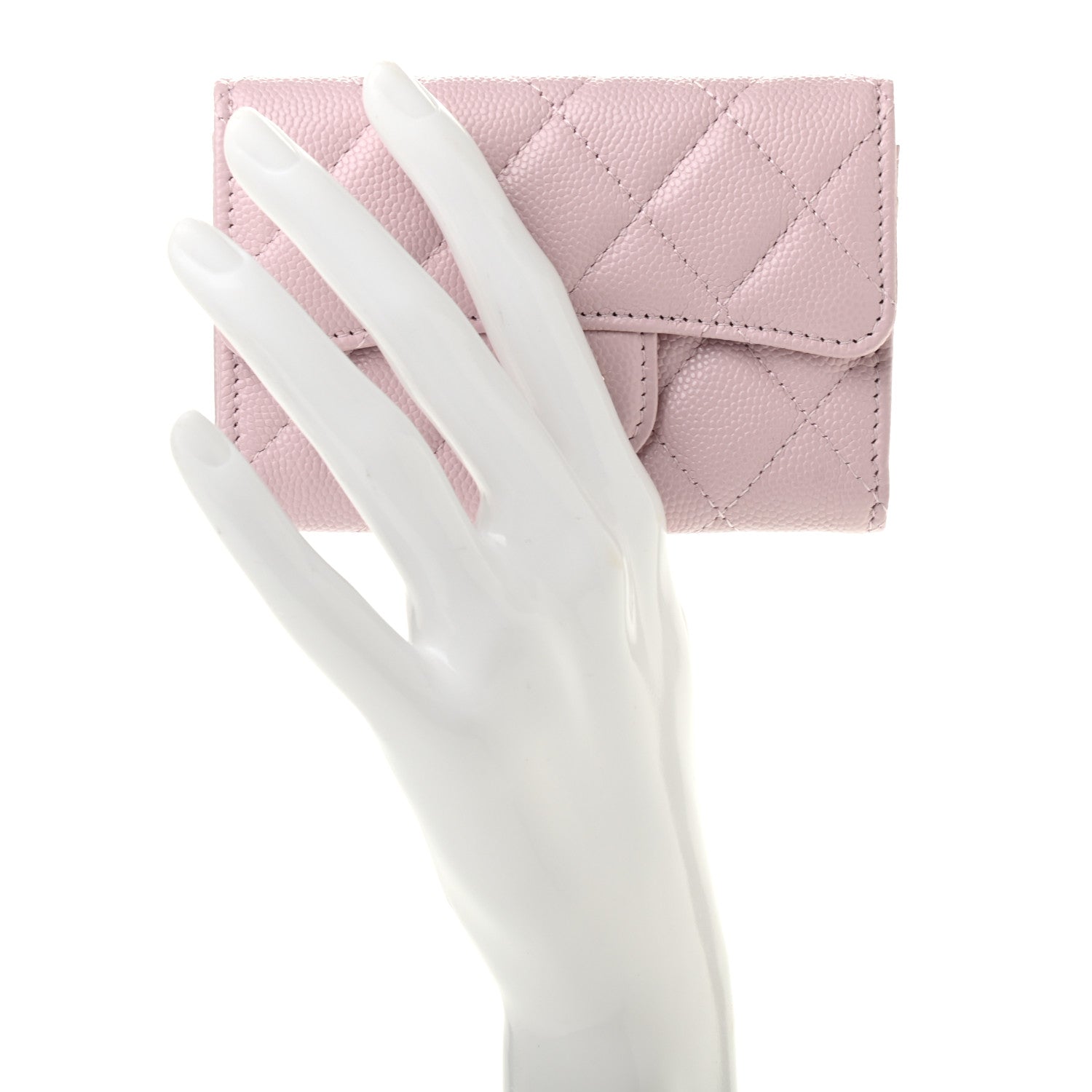 Chanel Caviar Quilted Flap Card Holder Wallet Light Pink 2 of 8