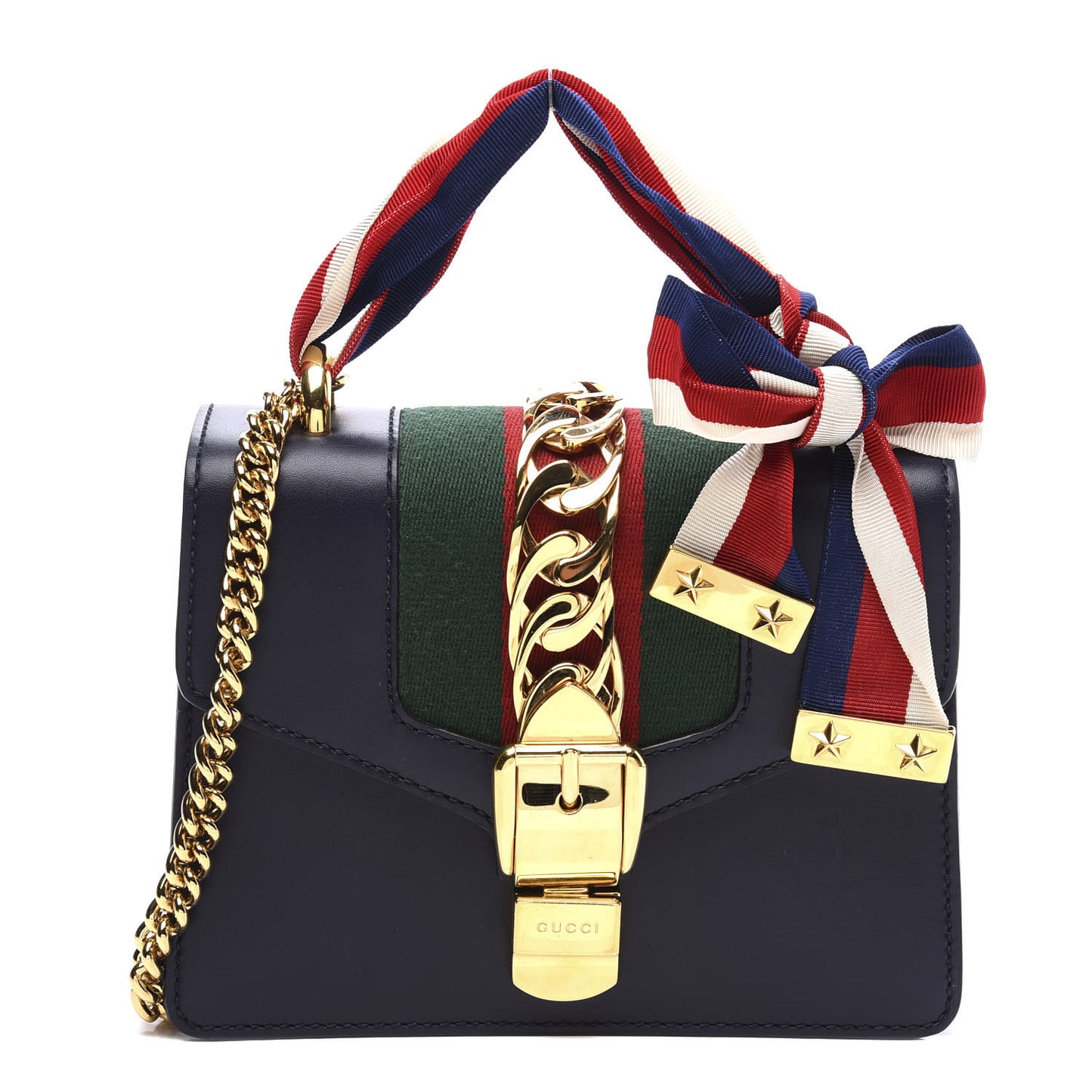 Calfskin Mini Sylvie Chain Shoulder Bag Black