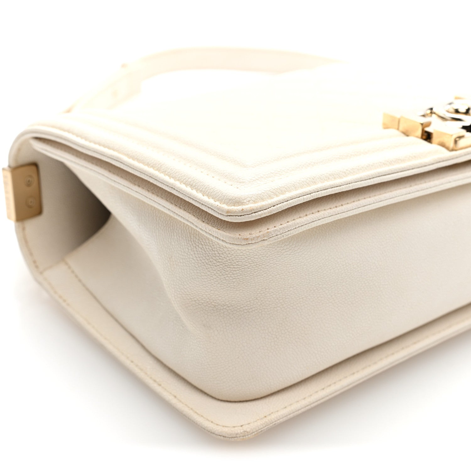 Chanel Caviar Quilted Medium Boy Flap White White 9 of 10