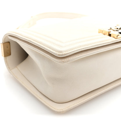 Chanel Caviar Quilted Medium Boy Flap White White 9 of 10