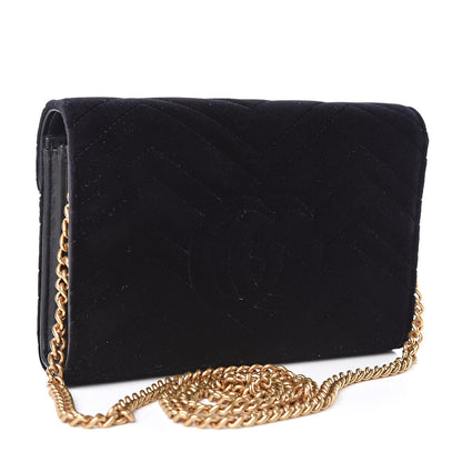 Gucci Velvet Matelasse GG Marmont Chain Wallet Black 3 of 10