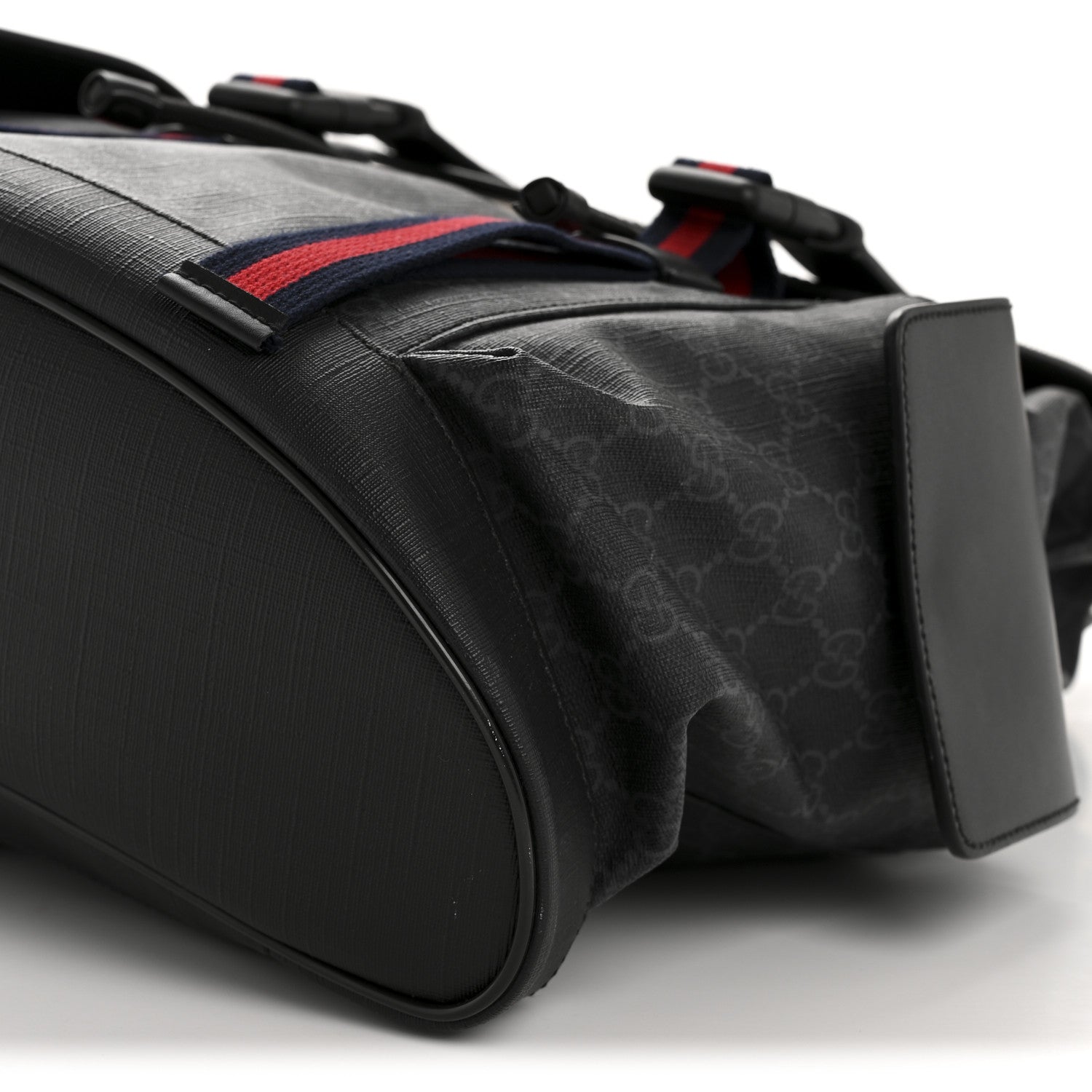 Gucci Soft GG Supreme Monogram Calfskin Web Double Buckle Backpack Black 10 of 15