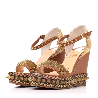 Christian Louboutin Calfskin Cordorella 110 Wedge Sandals 35 Version Cuoio 3 of 14