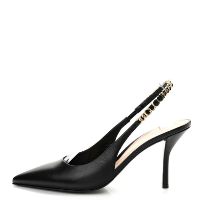 Gucci Malaga Kid 85mm Slingback Pumps 37 Black 1 of 10