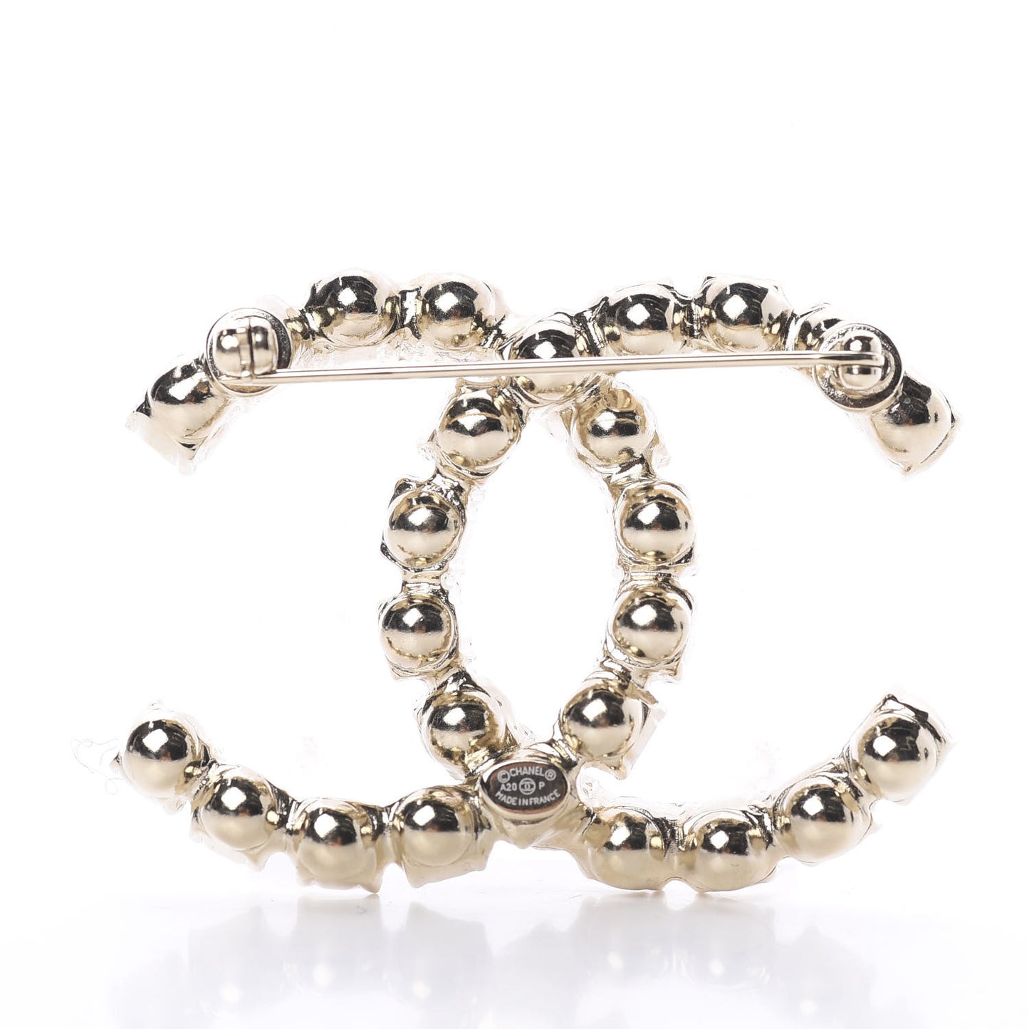 Crystal Coco's Pearls CC Brooch Light Gold