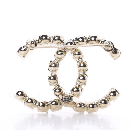 Chanel Crystal Coco's Pearls CC Brooch Light Gold 2 of 3