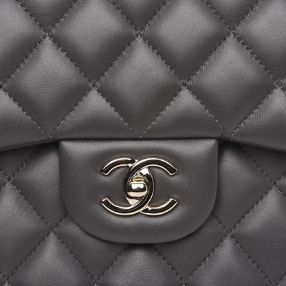 Chanel Lambskin Quilted Jumbo Double Flap Grey 10 of 11