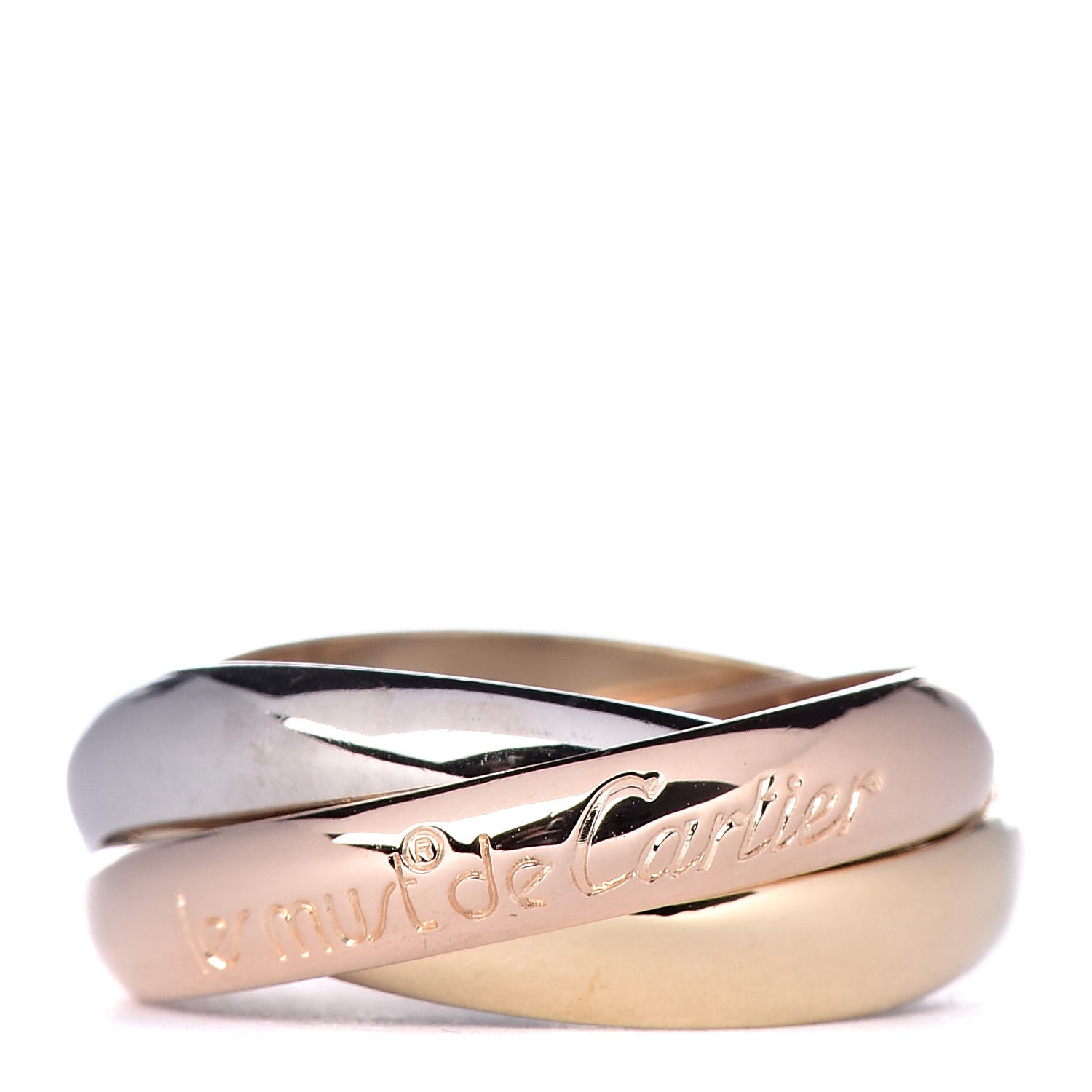 Cartier 18K Pink Yellow White Gold Classic Les Must De Trinity Ring 51 5.75 1 of 5