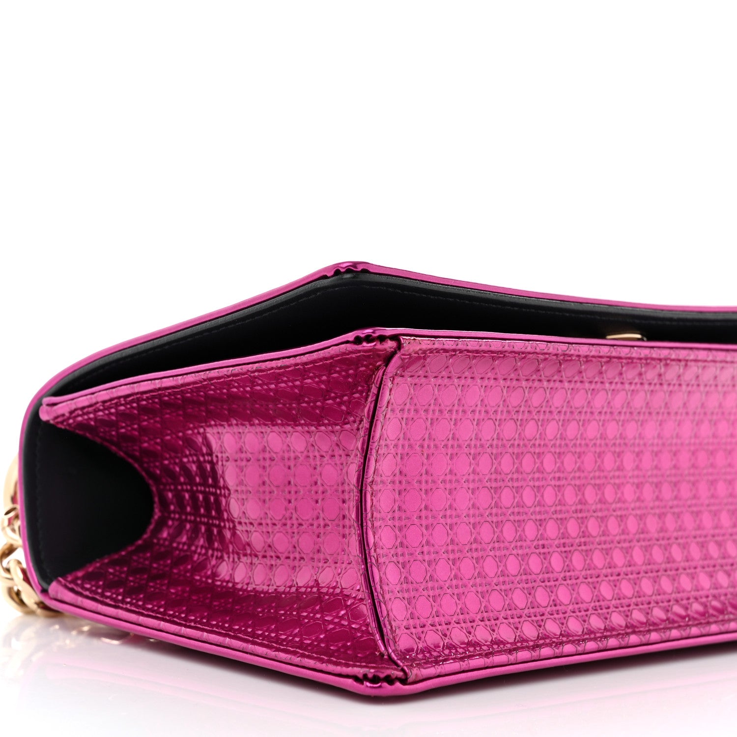 Christian Dior Metallic Patent Micro-Cannage Small Diorama Flap Bag Fuchsia 7 of 12