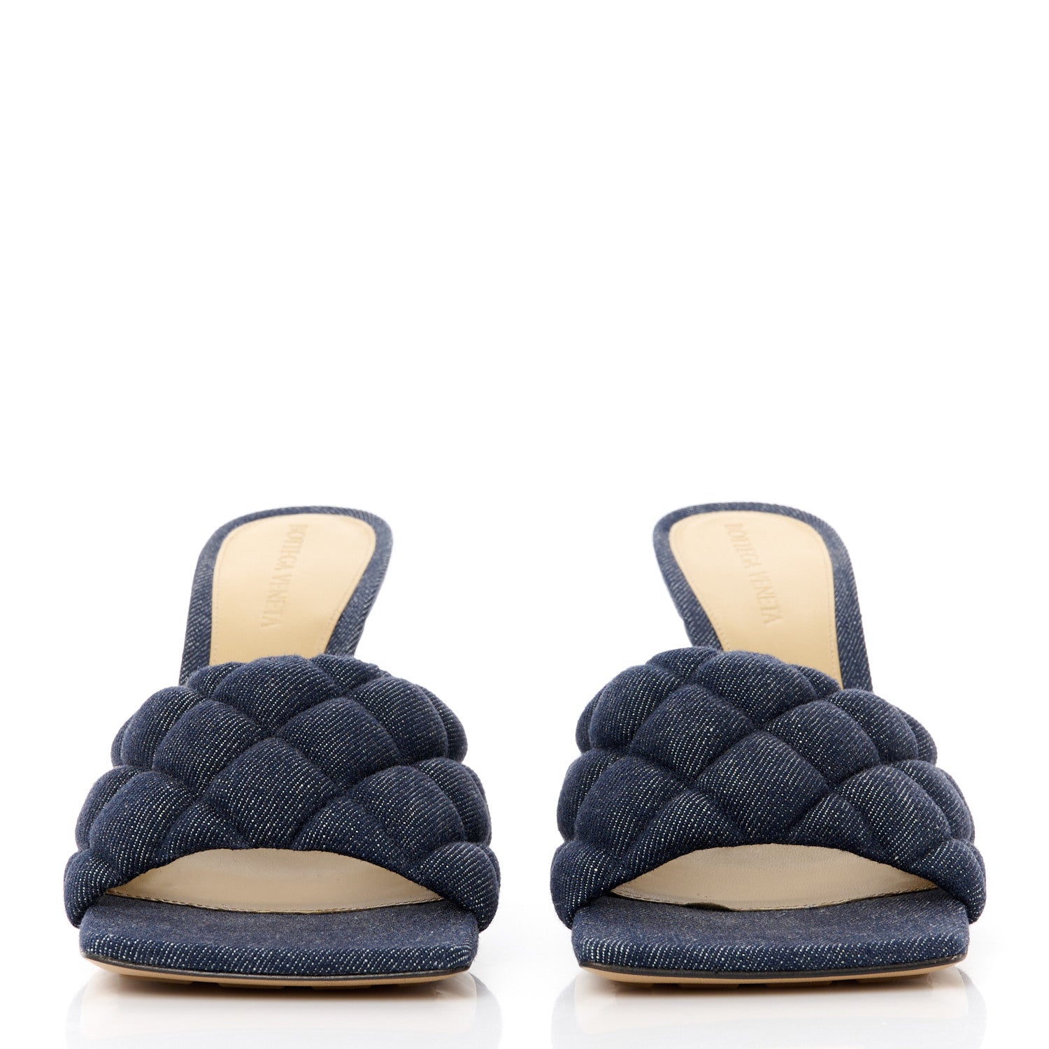 Bottega Veneta Denim Matelasse Padded Mule Sandals 38.5 Sapphire 2 of 8