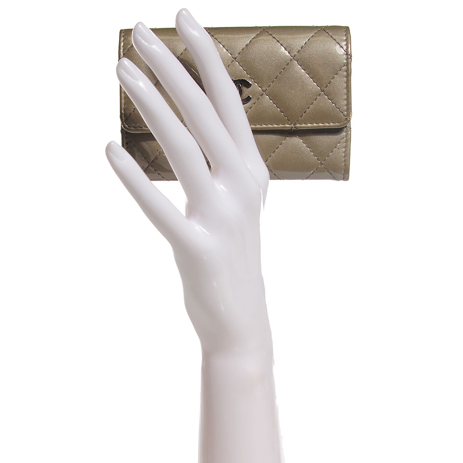 Chanel Patent Quilted Card Holder Light Gold 10 of 16