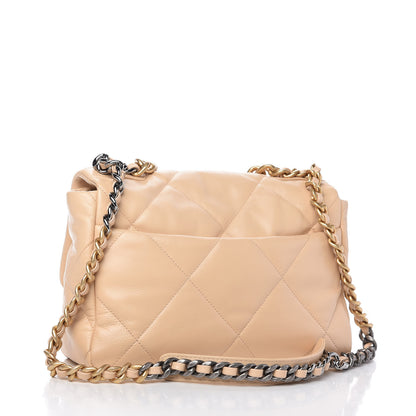 Chanel Shiny Goatskin Quilted Large Chanel 19 Flap Beige 3 of 10