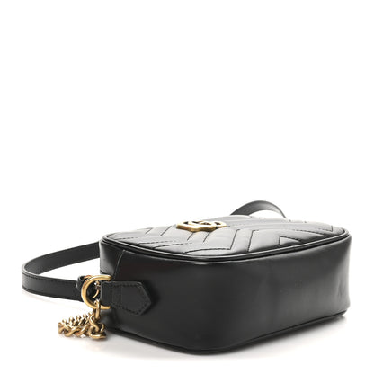 Gucci Calfskin Matelasse Mini GG Marmont Chain Shoulder Bag Black 4 of 11