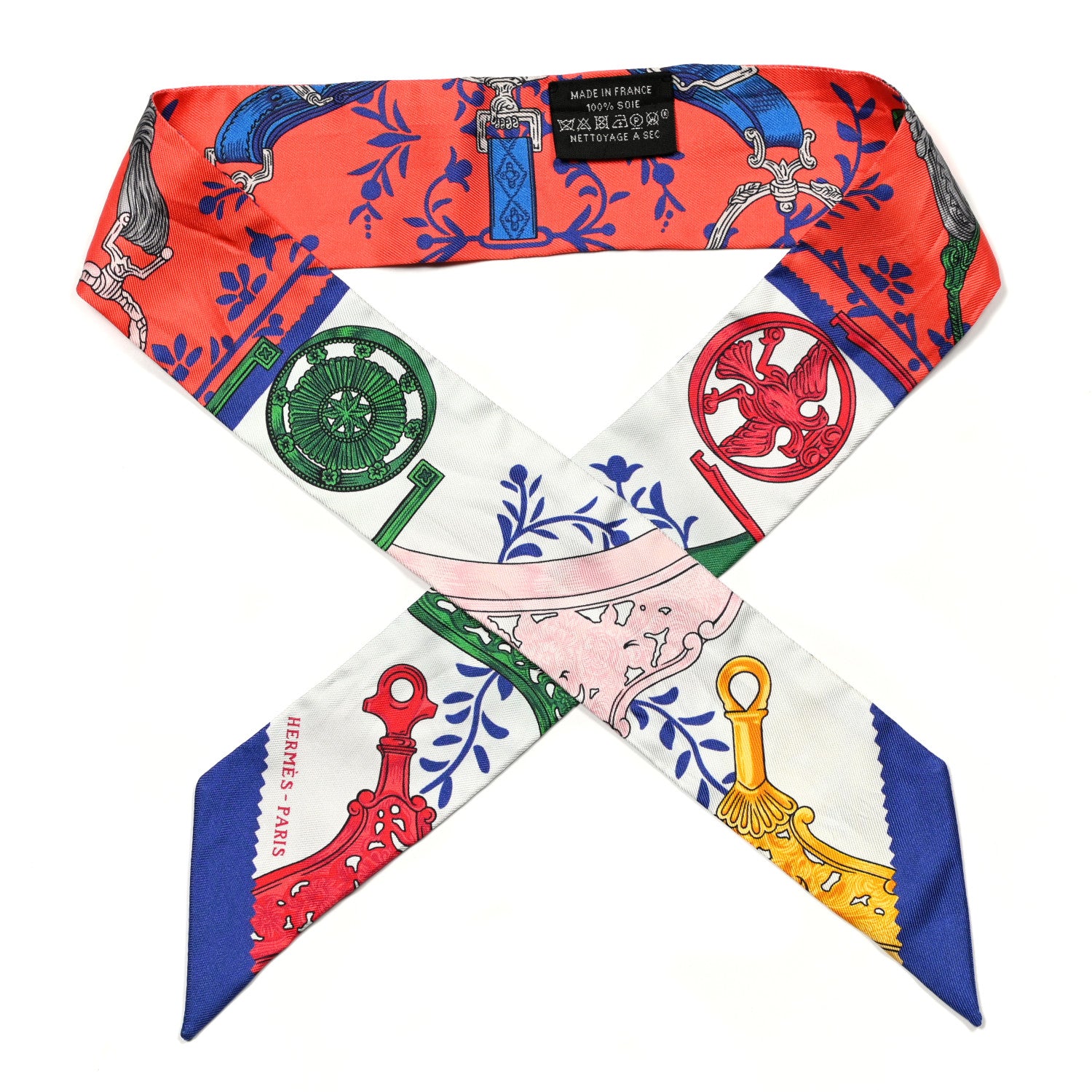 Hermes Silk Etriers Remix Twilly Vermillion Bleu Roy 1 of 4
