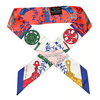 Hermes Silk Etriers Remix Twilly Vermillion Bleu Roy 1 of 4