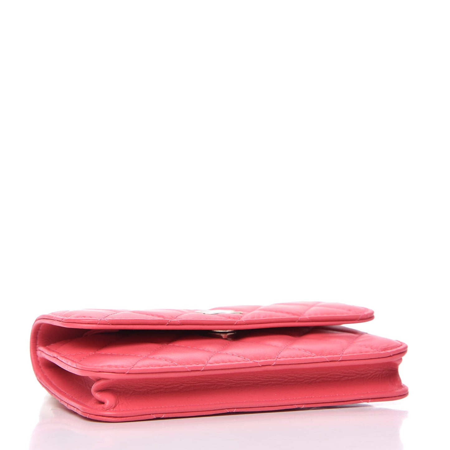 Calfskin Quilted Maxi Pearls Clutch With Chain Pink