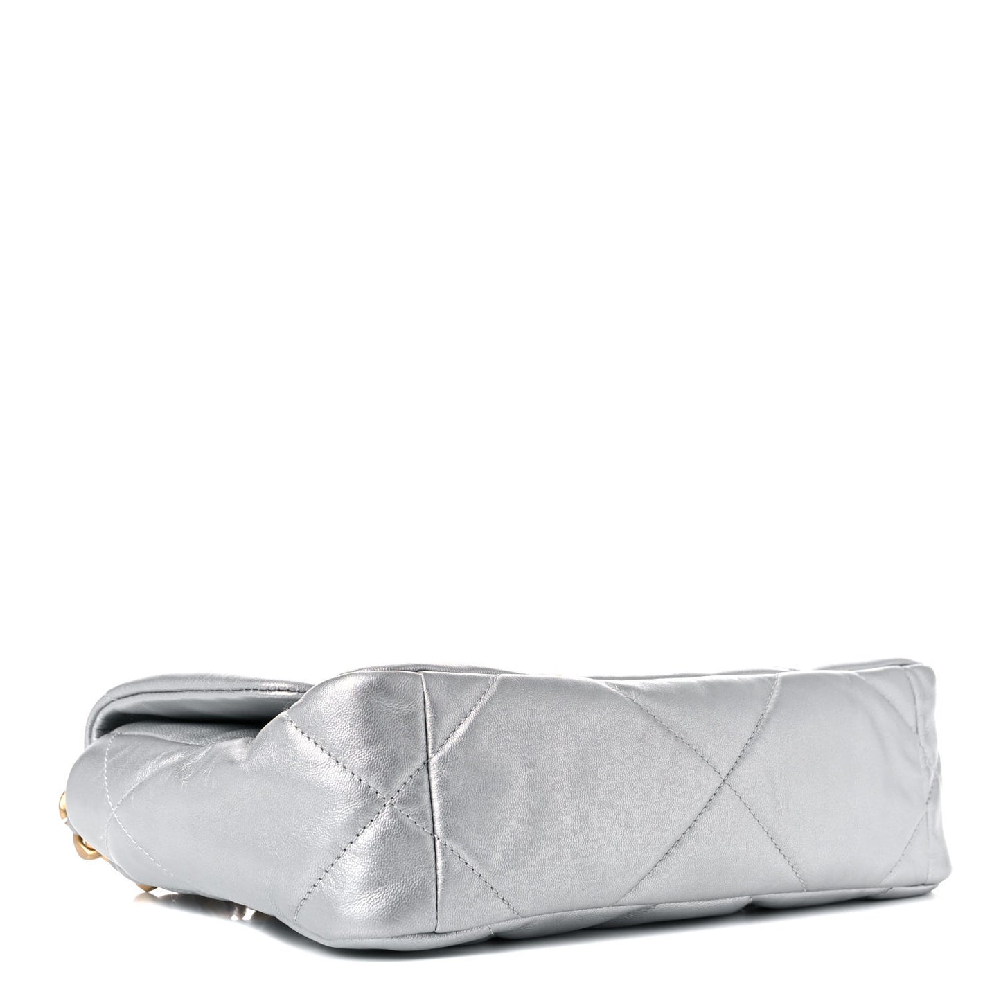 Metallic Goatskin Quilted Medium Chanel 19 Flap Silver