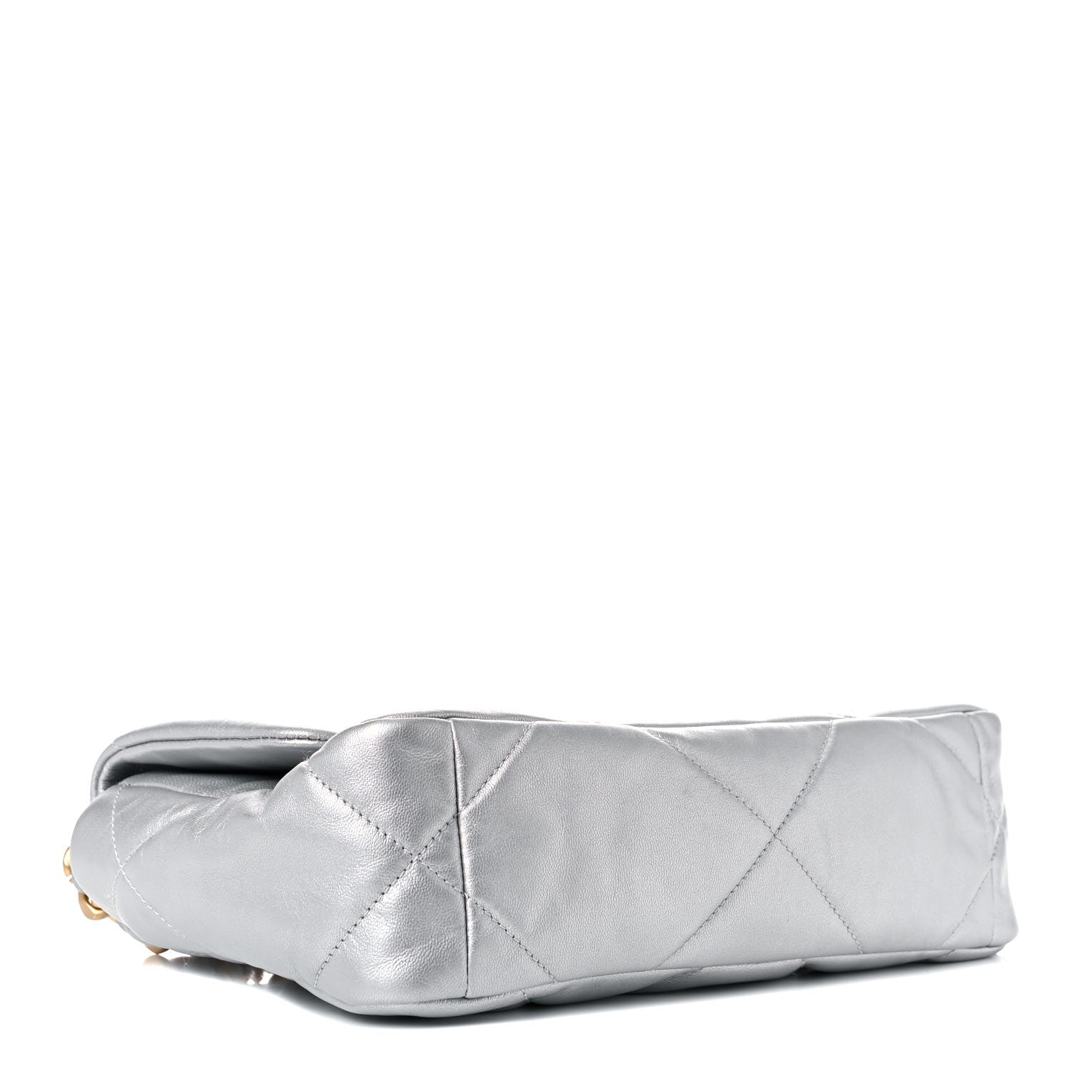 Chanel Metallic Goatskin Quilted Medium Chanel 19 Flap Silver 4 of 10