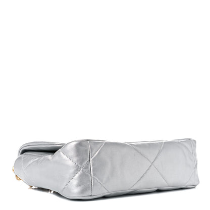 Chanel Metallic Goatskin Quilted Medium Chanel 19 Flap Silver 4 of 10