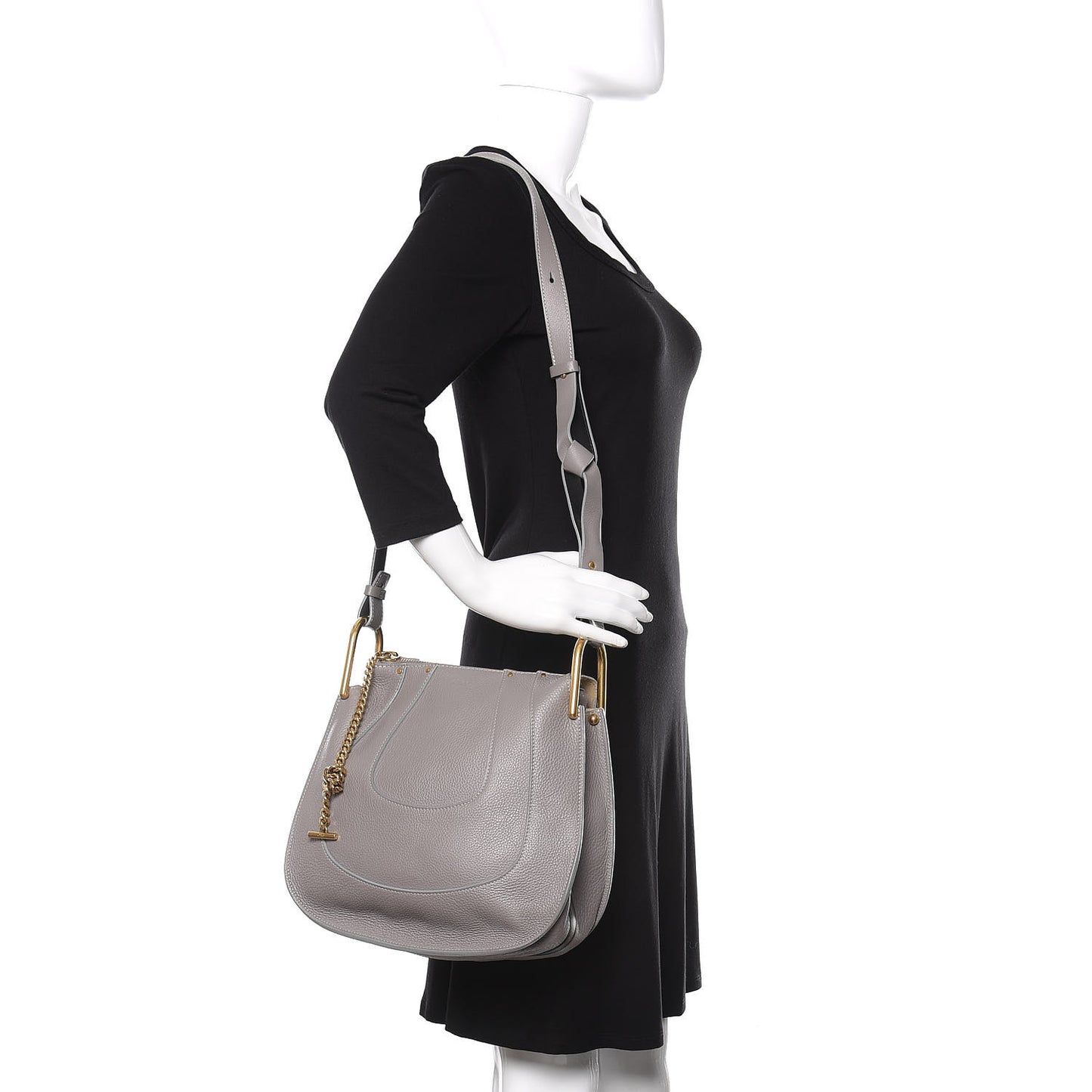 Grained Calfskin Small Hayley Hobo Cashmere Grey